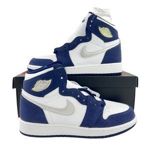 Nike Air Jordan 1 Retro High CO.JP Midnight Navy Youth Size 3.5Y Sneakers Silver